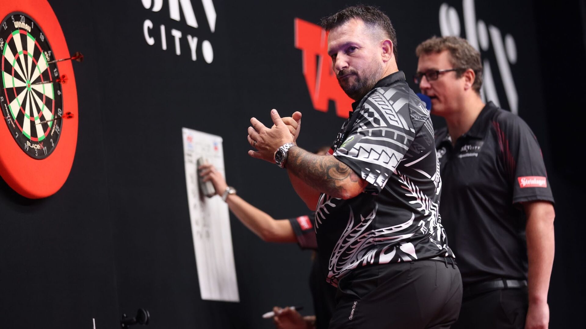 Jonny Clayton  NZ Darts Masters at Spark Area, Auckland on Friday August 14 2026. Photo: Stephen Parker / www.photosport.nz
